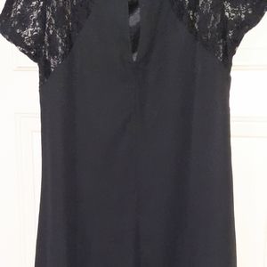 LBD scoop neck lace w/floral sleeves